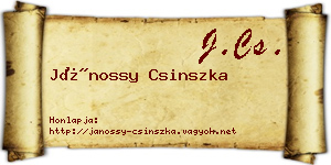 Jánossy Csinszka névjegykártya